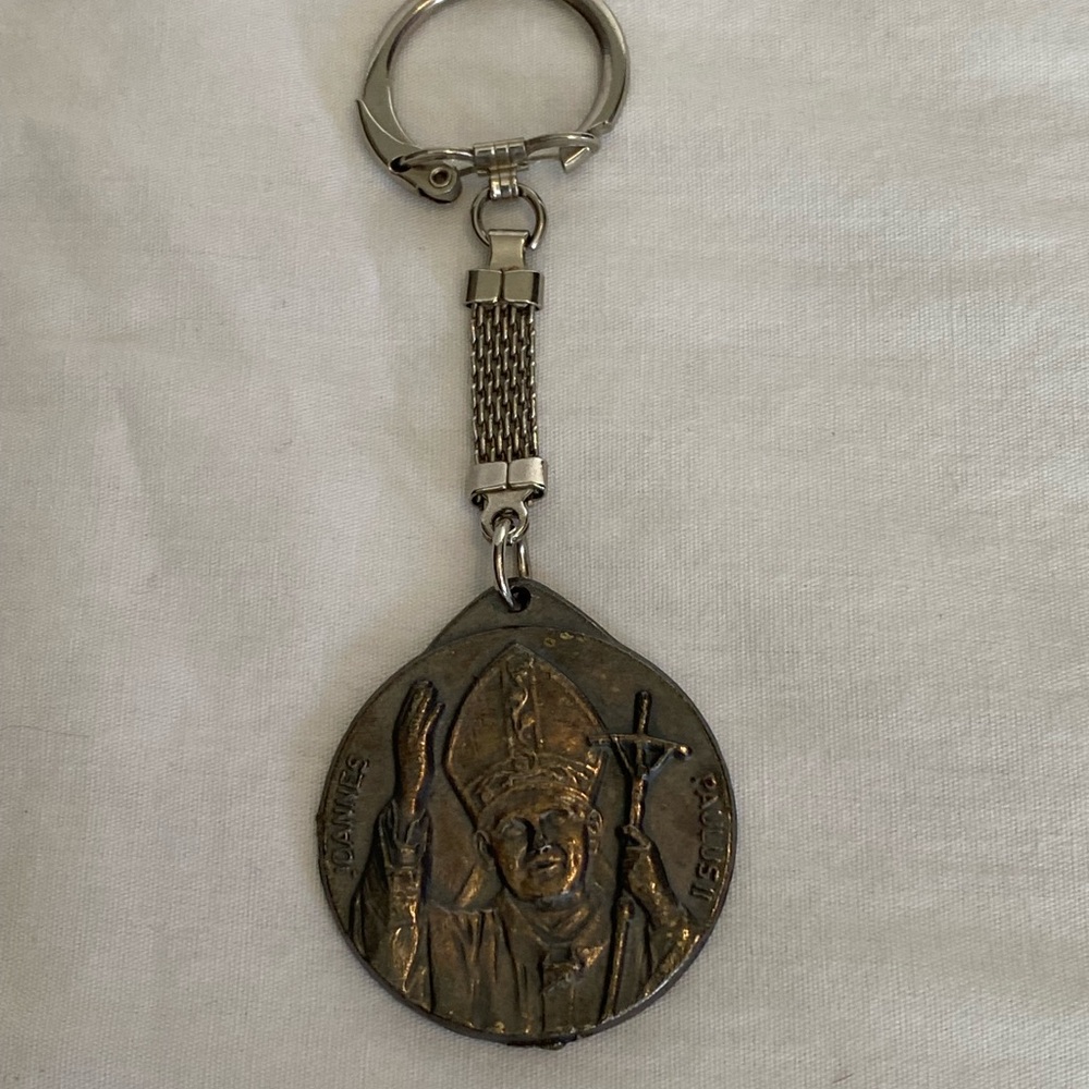 Catholic VTG  Joannes Paulus II, Pope John Paul II Metal Keyring Vatican Roma